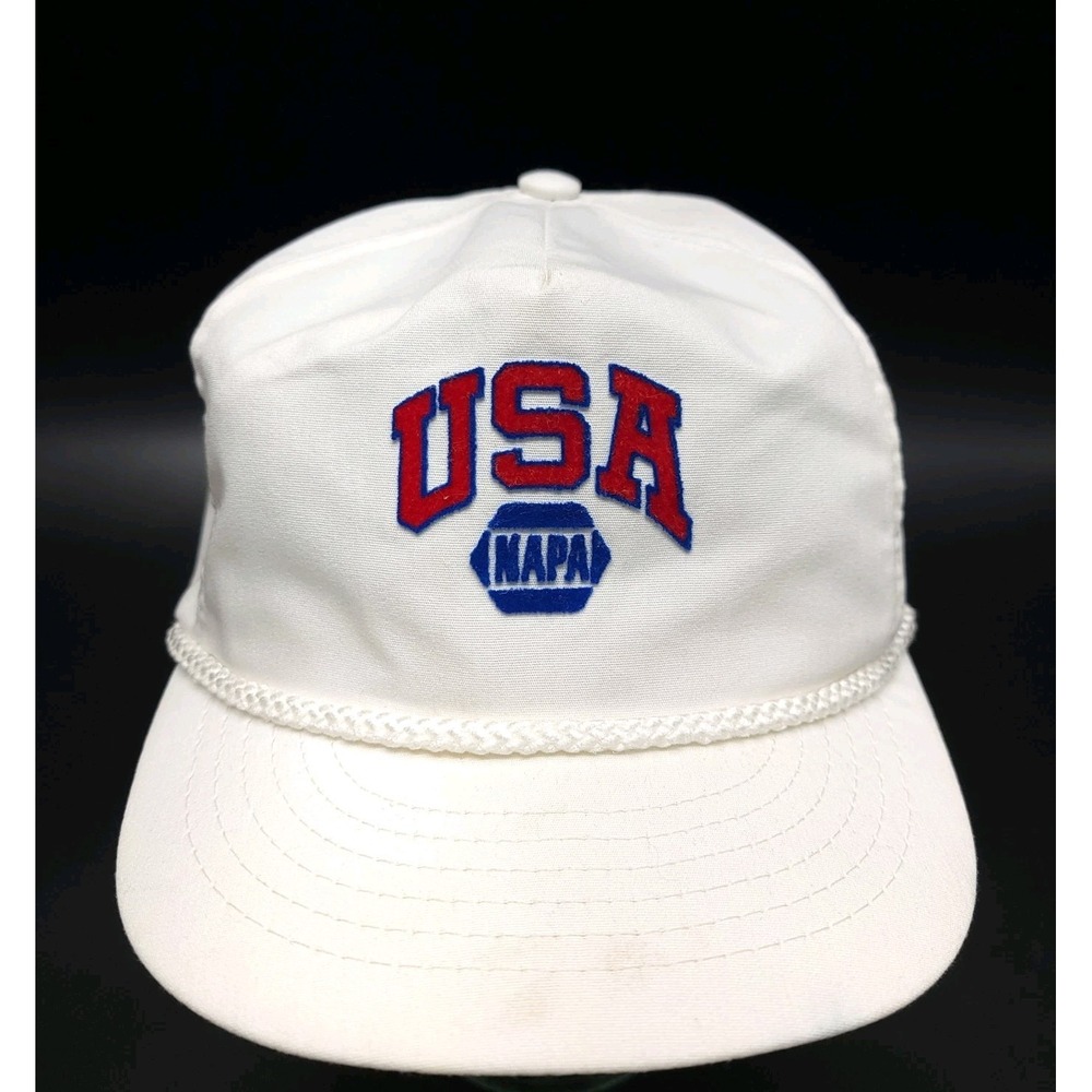 Vtg Napa USA Patch Trucker Dad Snapback Hat Cap‎ Vintage Auto Parts White